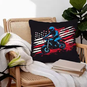 Neon Off-Road Motorcycle Pattern Single-Sided Printed Pillow, 1 Piece Including Pillow Core, Seasonal Decorative Item, Suitable For Chairs, Sofas, Bedrooms, Cars, Office Scenes