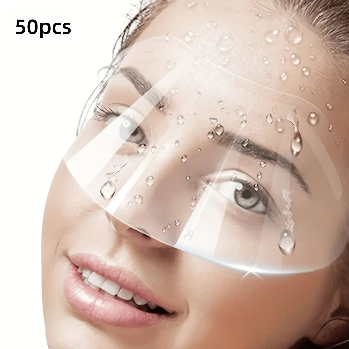 50pcs Disposable Transparent Plastic Shower Caps, Clear, Bathroom Accessory, Hair Protection Mask, Prevents Water Droplets, Styling Tool, Salon Quality
