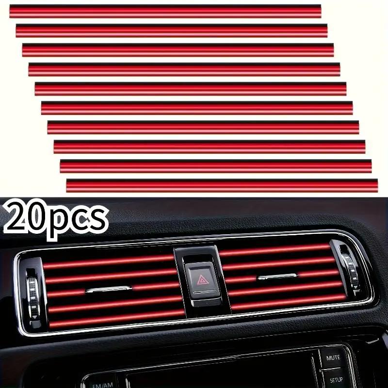 20pcs Shiny Black Car AC Vent Decorative Strips - Easy Bendable DIY Installation, Flexible, Universal Fit for Most AC Vents, Enhances Look, Vehicle Customization Accessory
