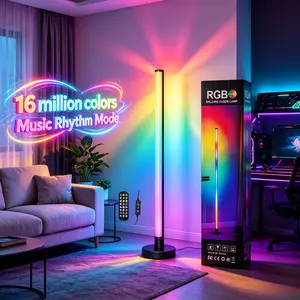 120cm RGB Corner Floor Lamp, Smart LED Mood Light with Music Sync, App & Remote Control, 16M Color Changing Dimmable Gaming Lamp for Bedroom Living Room Dorm Game Room Decor