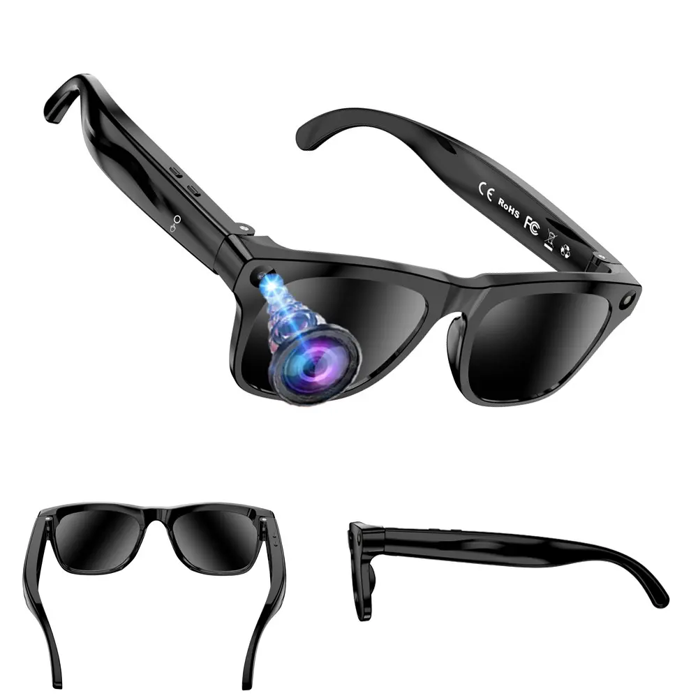 Smart AI Glasses, Multifunctional smart glasses, with Video,8MP Camera,One Click Audio recording,First Person Video Shooting,Bluetooth Calling and Music Playback,AI Real Time Translation,WiFi Transfer, 290Mah Battery,3Lenses