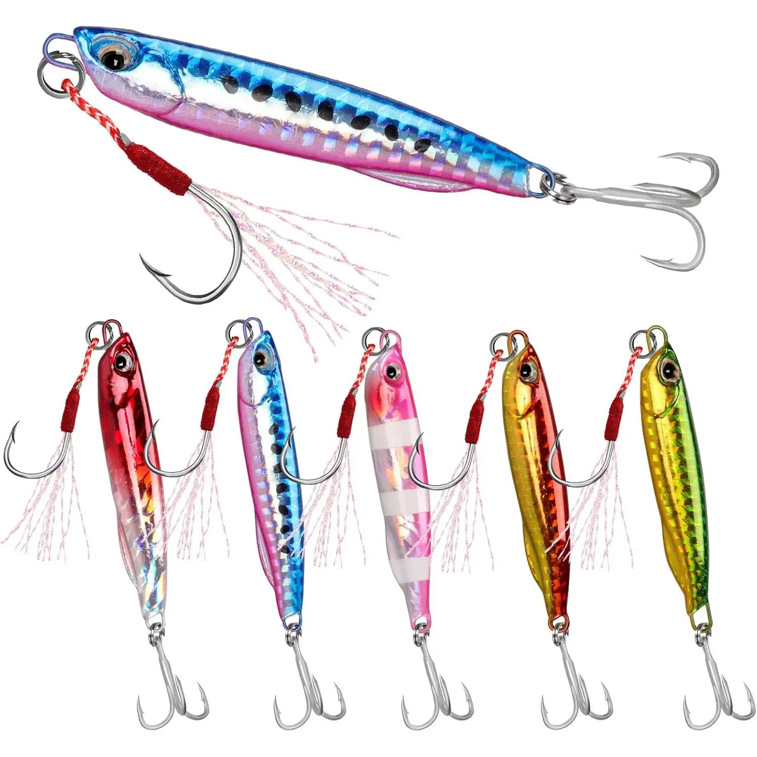 Shore Jigging Lure Saltwater Fishing Spoon Lures with Ultra- Hooks, Saltwater Jigs Fishing Lure for Tuna Salmon Grouper, Sea Fishing Jigging Lure, Trolling Spoon for Bass Fishing