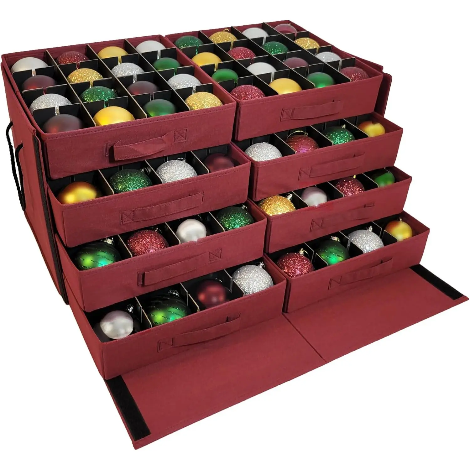 Christmas Ornament Storage Box with Adjustable Acid-Free Dividers, Holds 128 - 3 Inch Ornaments (SB-40043-VT)