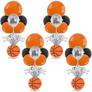 4 Sets Basketball Party Balloons Stand Kit Basketball Lanterns Table Centerpieces Sports Themed Balloons Stand Kit with Metallic Foil Spray for Men Boys Game Birthday Party Baby Shower