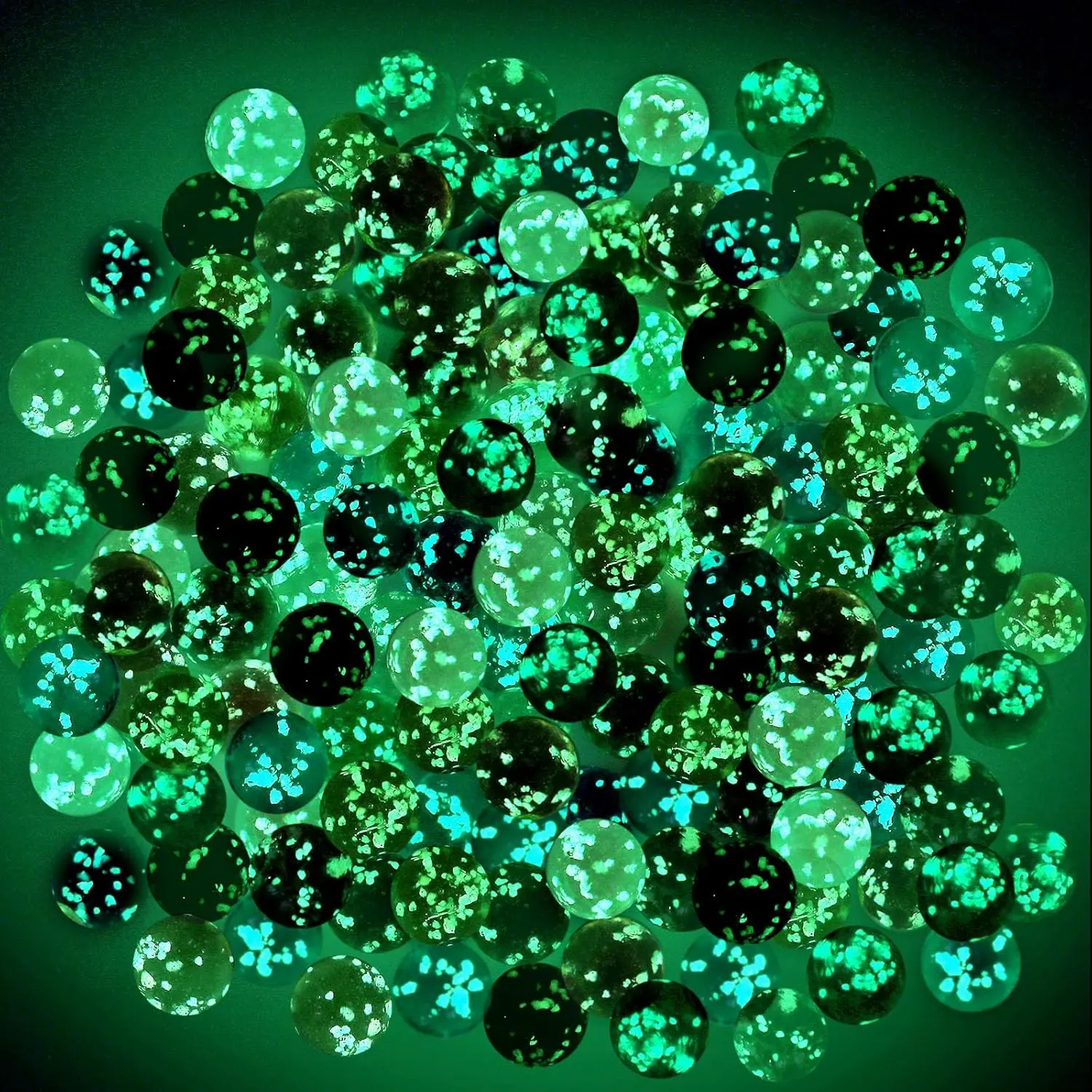 100 Pieces Colorful Glass Marbles Glow in The Dark Multi-Color Luminous Glass Marbles for Marble Games DIY and Home Decor(0.63 Inch)