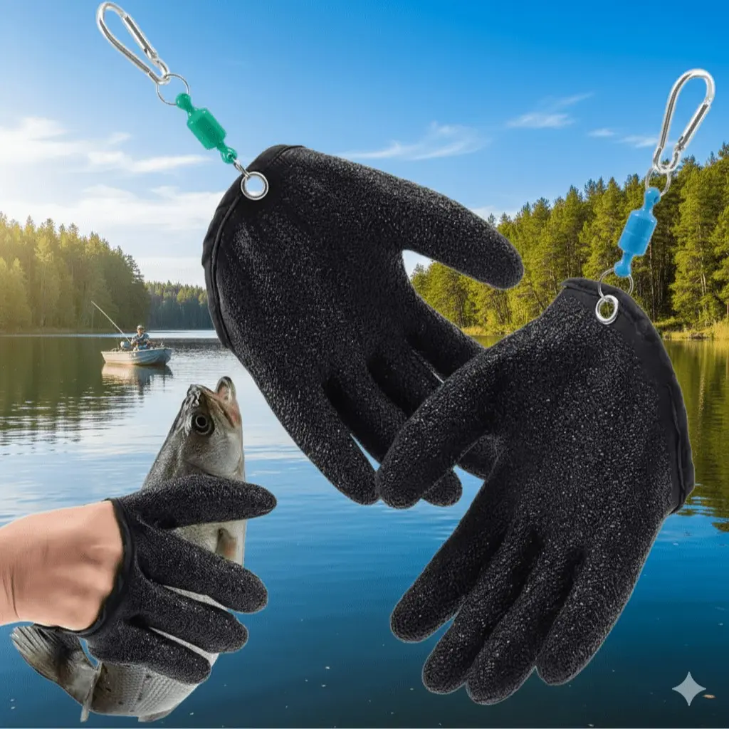 Anti-Slip Fishing Gloves, Catch Fish Gloves, Anti-Puncture Gloves, Durable Fishing Gear, Ideal for Anglers, Comfortable & Secure Grip