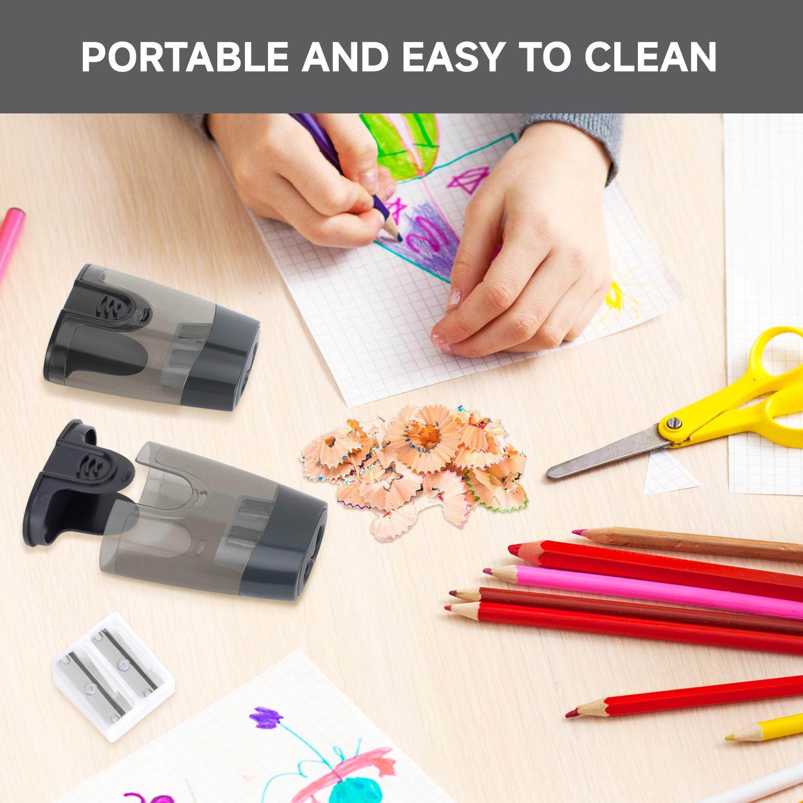 2pcs Sharpener with Storage Box, for 6-12mm, 2 Dual-Hole Sharpener, Portable Multi-functional Sharpener, Stationery Supplies