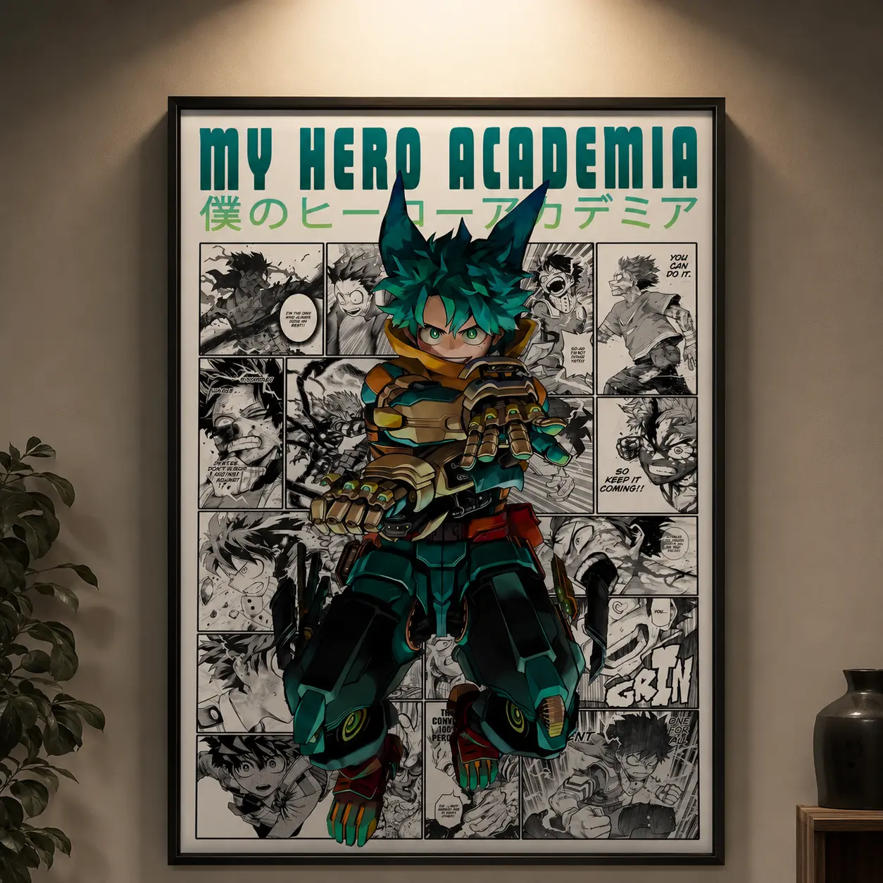 My Hero Academia Deku Poster, Izuku Midoriya Character Wall Art Print, Japanese Manga Style Artwork, Anime Room Decor, Canvas Poster for Bedroom Gaming Room, Aesthetic Wall Decoration, Gift for Anime Fans