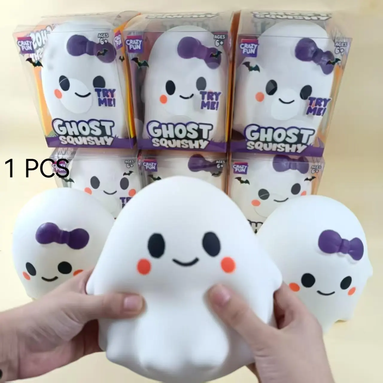 Halloween Ghost Squishy Toy, Funny Halloween Stress Relief Gift, Slow Rebound Sensory Squeeze Fun Toy, Perfect Small Present