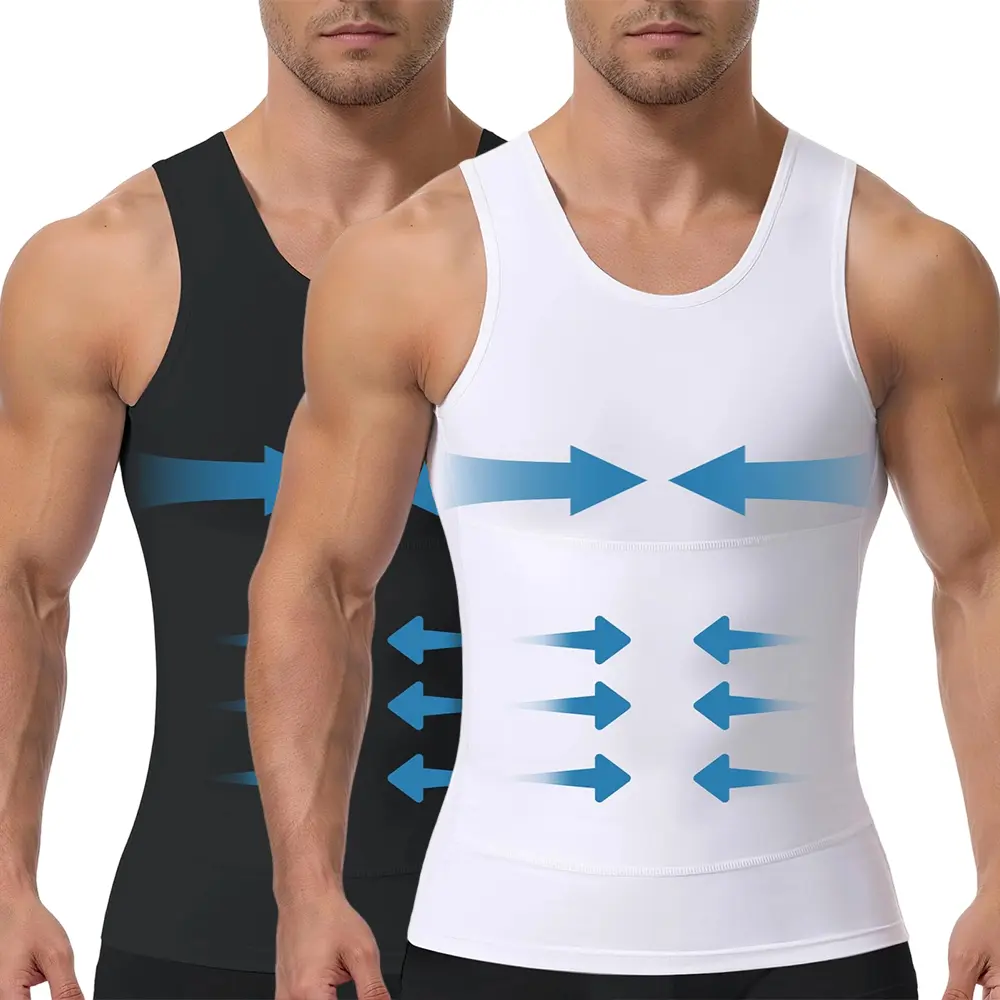 Men's Compression Tank Top, Seamless Body Shaper with Double Compression for Tummy Control & Gynecomastia, Breathable Gym Wear Undershirt, Menswear, Male, Body Shaping