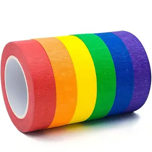 6 Rolls 0.6" x14.3 Yard Colored Masking Tape for Arts Crafts DIY Coding Decoration Labeling Teaching Supplies