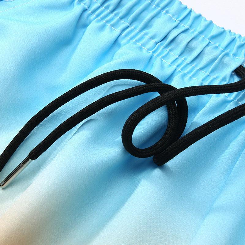 Y2K Aesthetic Men's Gradient Color Block Swim Shorts, Oversized Loose Fit Drawstring Casual Board Shorts, Quick Dry Lightweight Summer Streetwear, Trendy Ombre Print 5 Inch Swim Trunks for Skateboarding, Beach Vacation, Daily Outfit, Unisex S-XL