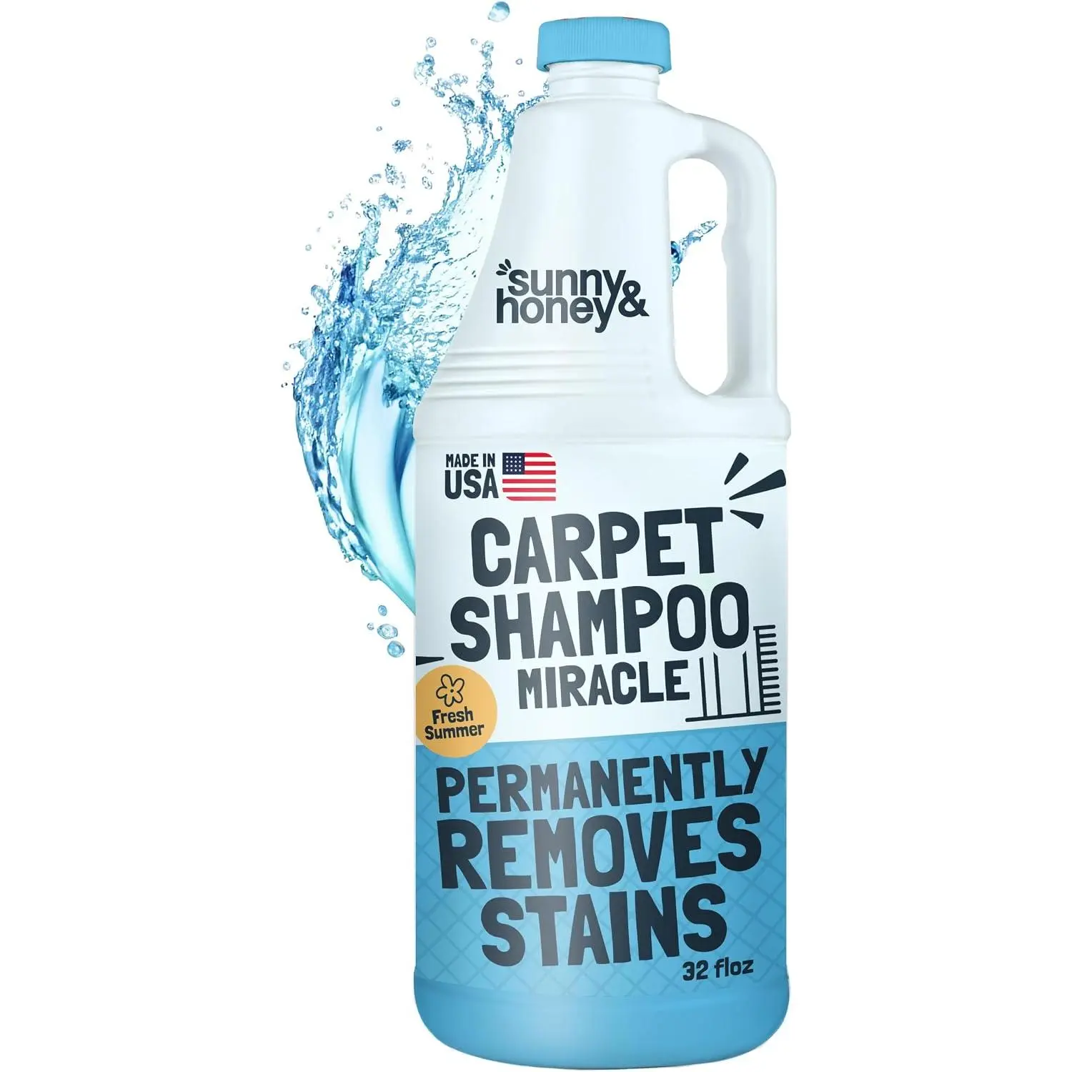 Carpet Cleaner Shampoo Solution for Machines, 32floz Summer |  Made - Stain and Odor  - Cleans Carpets and Upholstery - For Upright and Spot Cleaners - Concentrated Formula