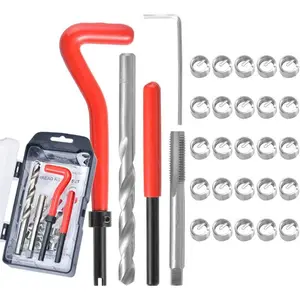 Thread Repair Kit SAE, Stainless 1/4-20 Inch Thread Repair Insert Kit Compatible Hand Tool Set for Auto Repairing