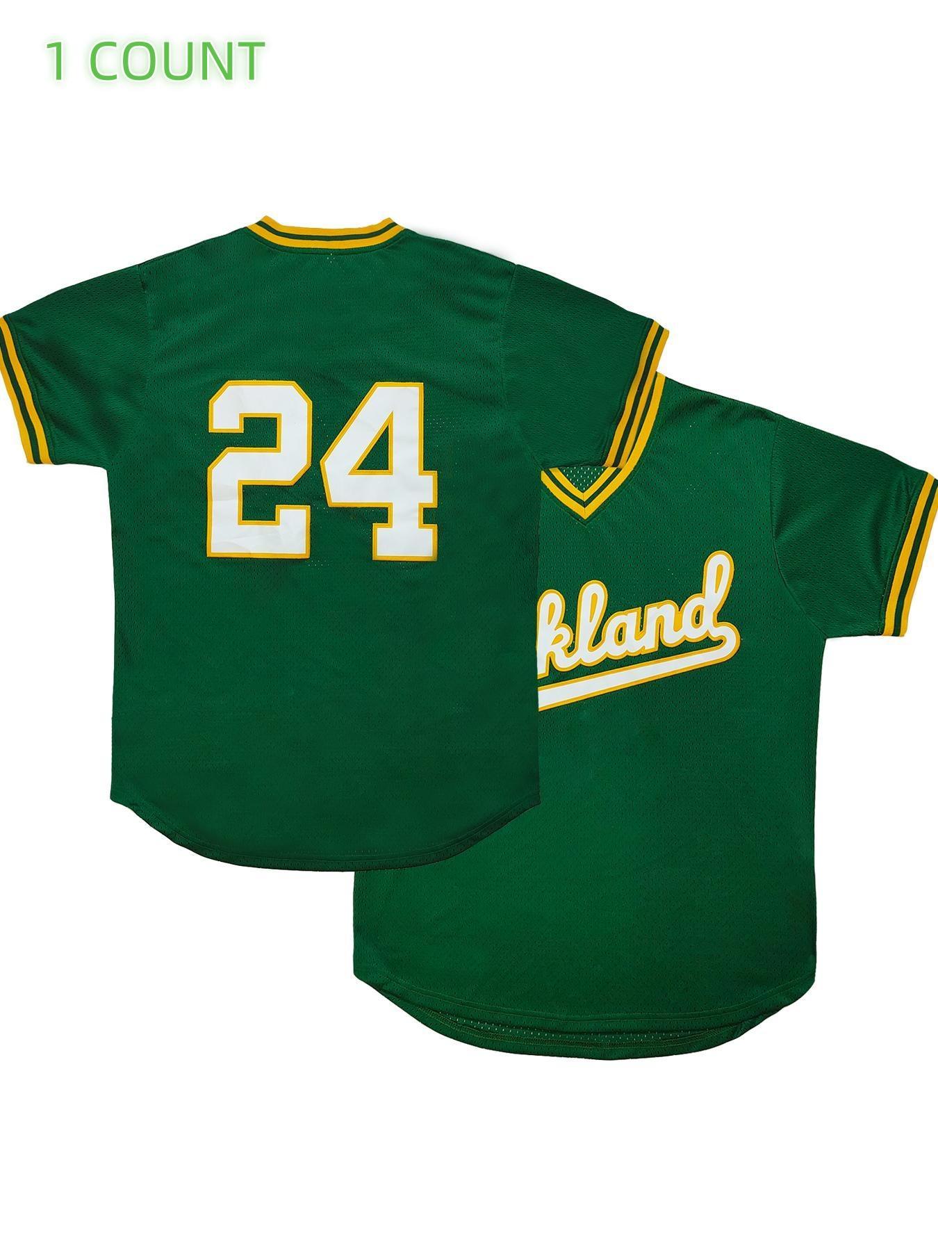 Men's Letter & Figure Embroidered Baseball Jersey, Jersey Shirt, Casual Short Sleeve V Neck Baseball Top for Summer, Men's Sportswear for Training & Competition