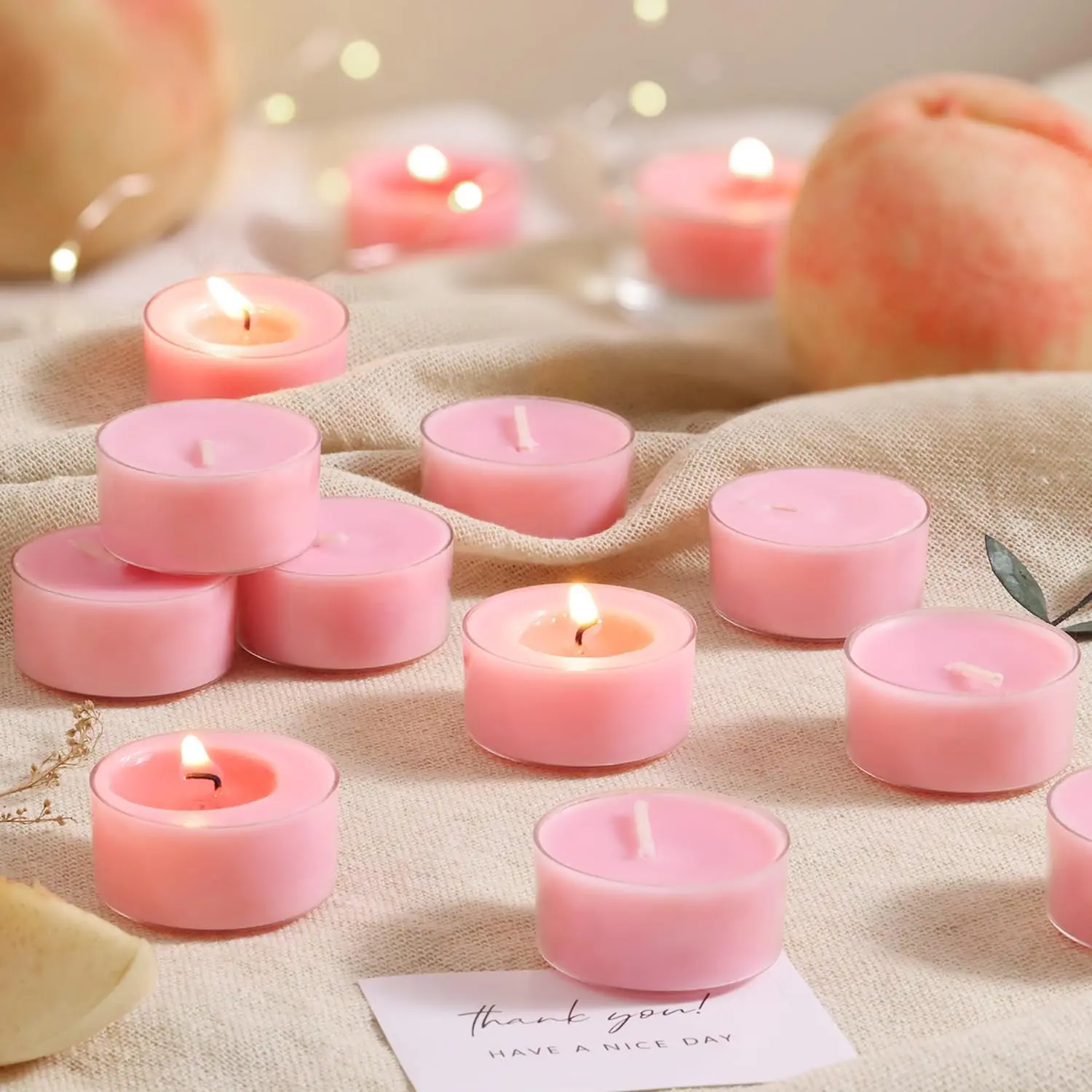 Scented  Lights Candles, Peach Sunset, 8 Pack –  Scented Tealight Candles –  Palm Wax, 6 Hour    Light Votive Candle for Thanksgiving, Gifts, Party Decor