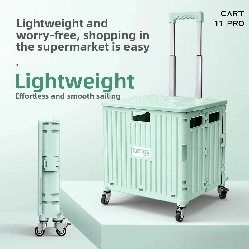 Household folding shopping cart Supermarket trolley cart Outdoor trolley Express trailer Portable shopping trolley Plastic rolling cart