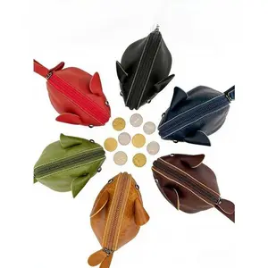 Genuine Leather Cute Mouse Design Coin Wallet, Trendy Mini Vintage Fashion Wallet, Novelty Leather Wallet for Daily Use