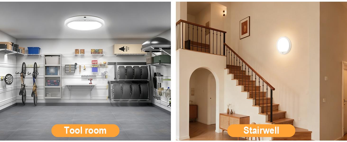 Rechargeable Motion Sensor Ceiling Light with Remote, 3000K 4000K 6500K Magnetic No Wiring LED Ceiling Light Battery Powered for Shower Stairs Hallway Porch Pantry Garage Patio Shed