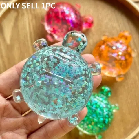 Soothing Sensory Toy, Shiny Turtle Squeeze Toy for Stress and Anxiety Relief, Soft Party Favor and Birthday Gift