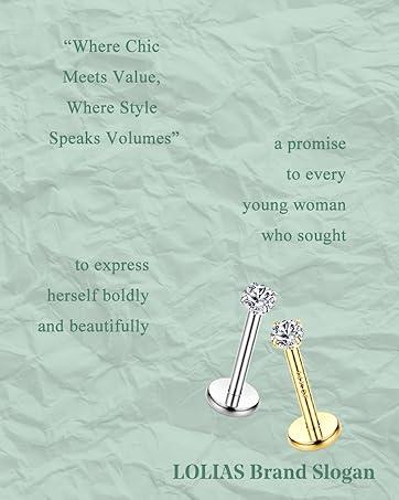 LOLIAS 20G 18G 16G Threadless Nose Studs Rings for Women Men 316L Surgical Steel Push in Flat Back Earrings CZ Lip Labret Nose Rings Studs Cartilage Helix Conch Medusa Nostril Tragus Piercing Jewelry 6mm 8mm 10mm Length