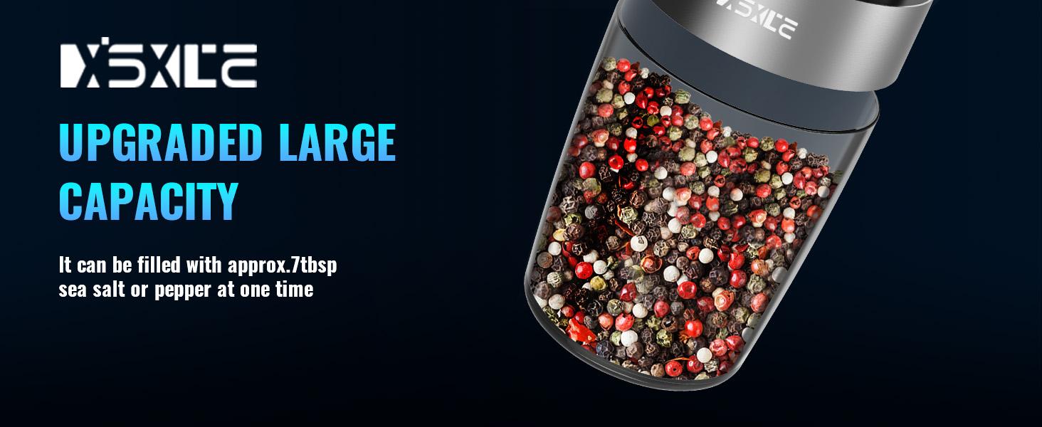 Gravity Electric Pepper Grinder, Salt or Pepper Mills & Adjustable Coarseness, with LED Light, One Hand Automatic Operation -Set/RoseRed