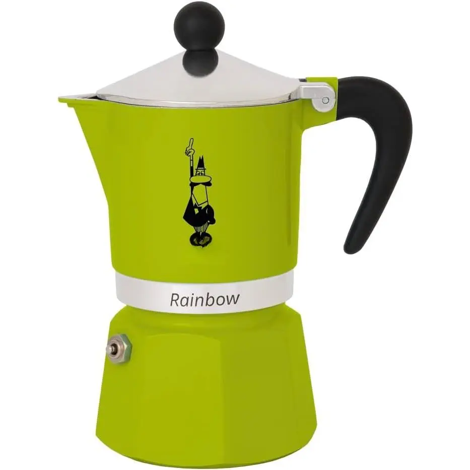 Rainbow Moka Pot in Green, 3 Cup Stove Top Espresso Maker -  Cafetera for Ground Coffee, Italian Coffee Maker for  Brewing