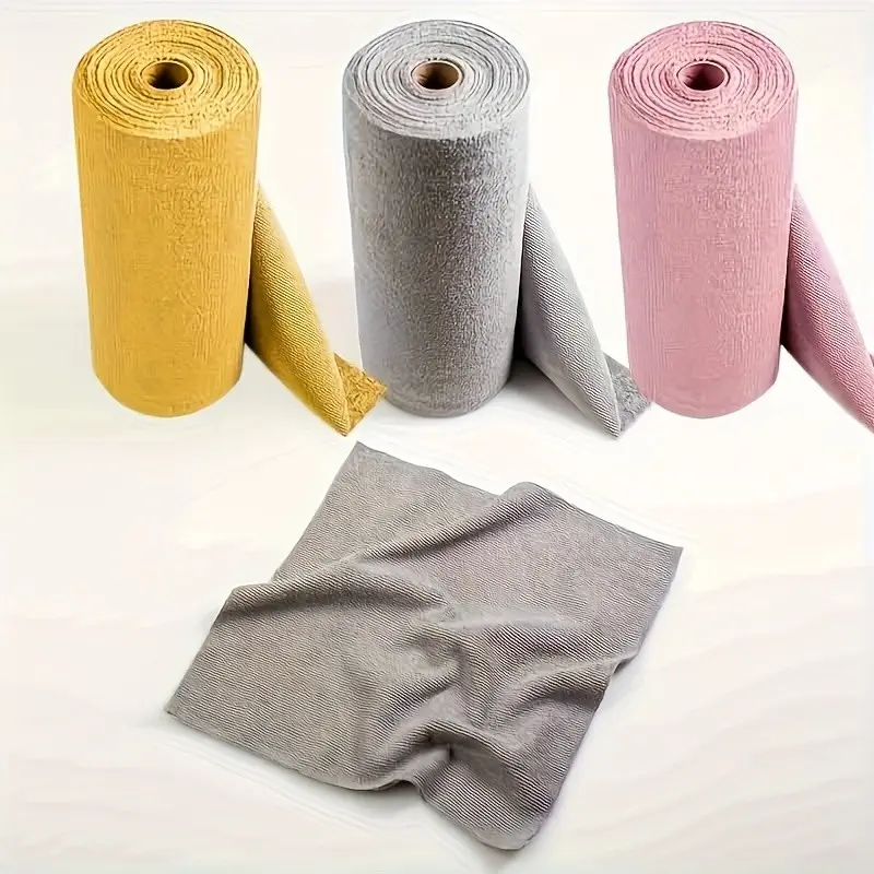 Reusable Microfiber Towel Roll, Multi-Color, Heavy Absorbent Quick-Dry, Kitchen Bathroom Cleaning, Outdoor RV Use, Large Roll