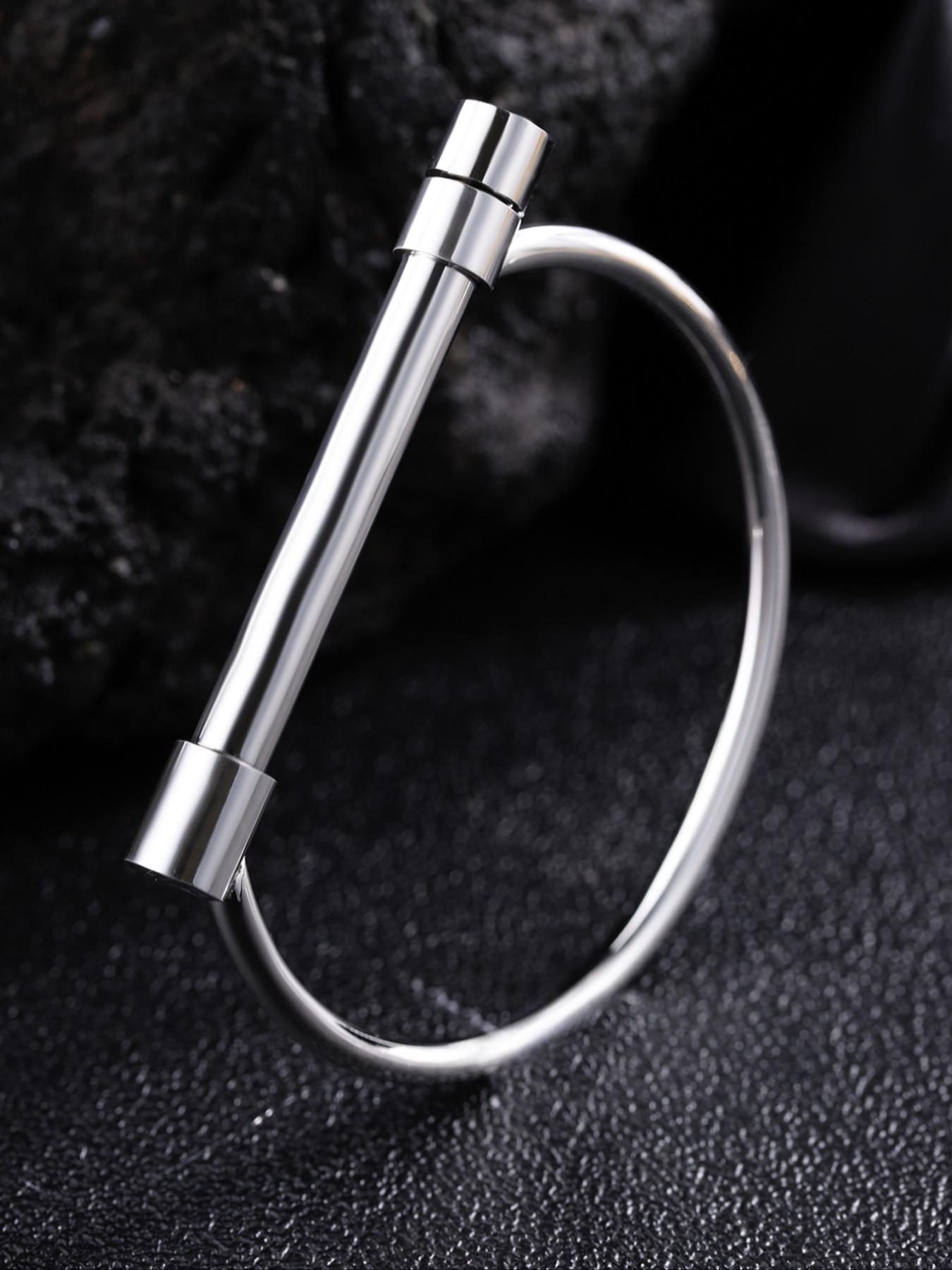 Unisex Street Style Horseshoe Shaped Trendy Stack Bangle, Trendy Minimalist Elegant Bangle Bracelets, Fashionable Vintage Jewelry for Women & Men As Gift, Modern Fashion Accessories, Stainless Steel Bracelet