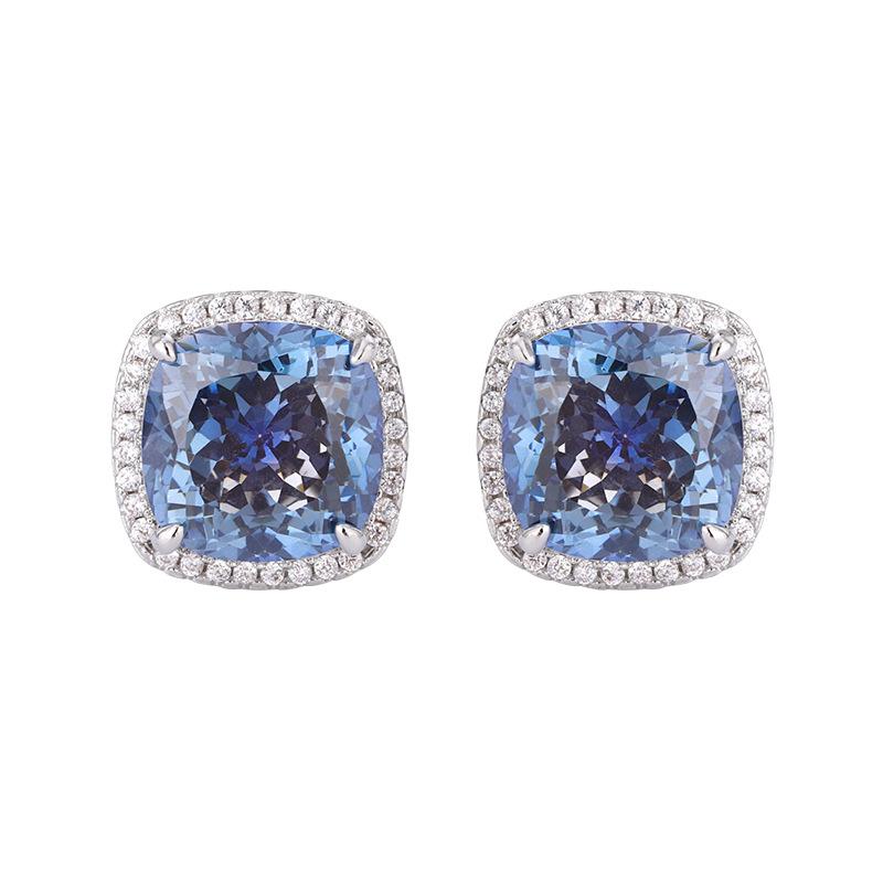 Vintage Simulated Gemstone Blue Oval Cut Jewelry Set for Women Ring Earrings  Necklace     Single Row Halo CZ    Luxury Fashion Accessories Gifts for Women