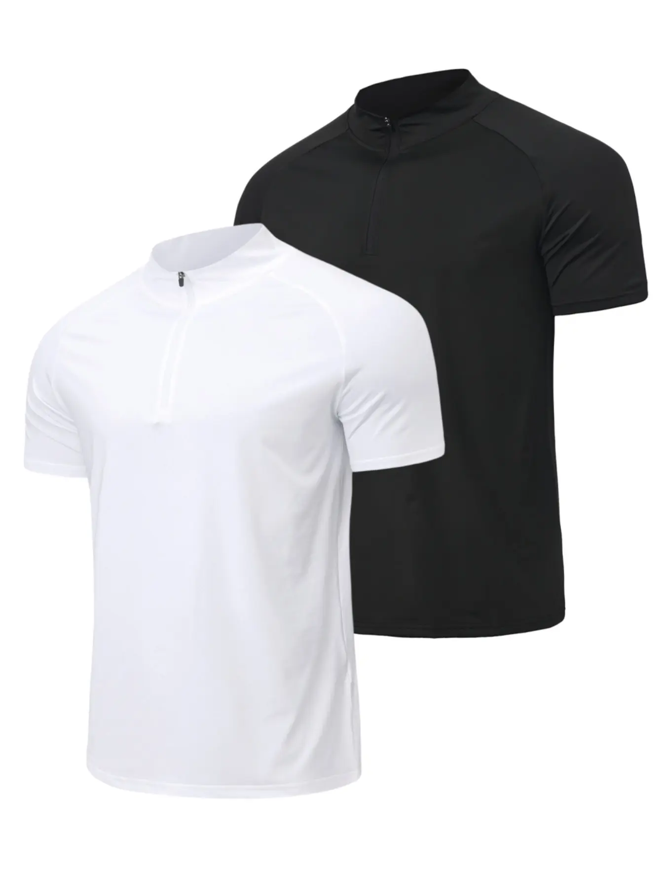 Men's Quarter Zip Mock Neck Short Sleeve Active T-Shirts Quick Dry Athletic Pullover Tops Gym Running Outdoor Shirt