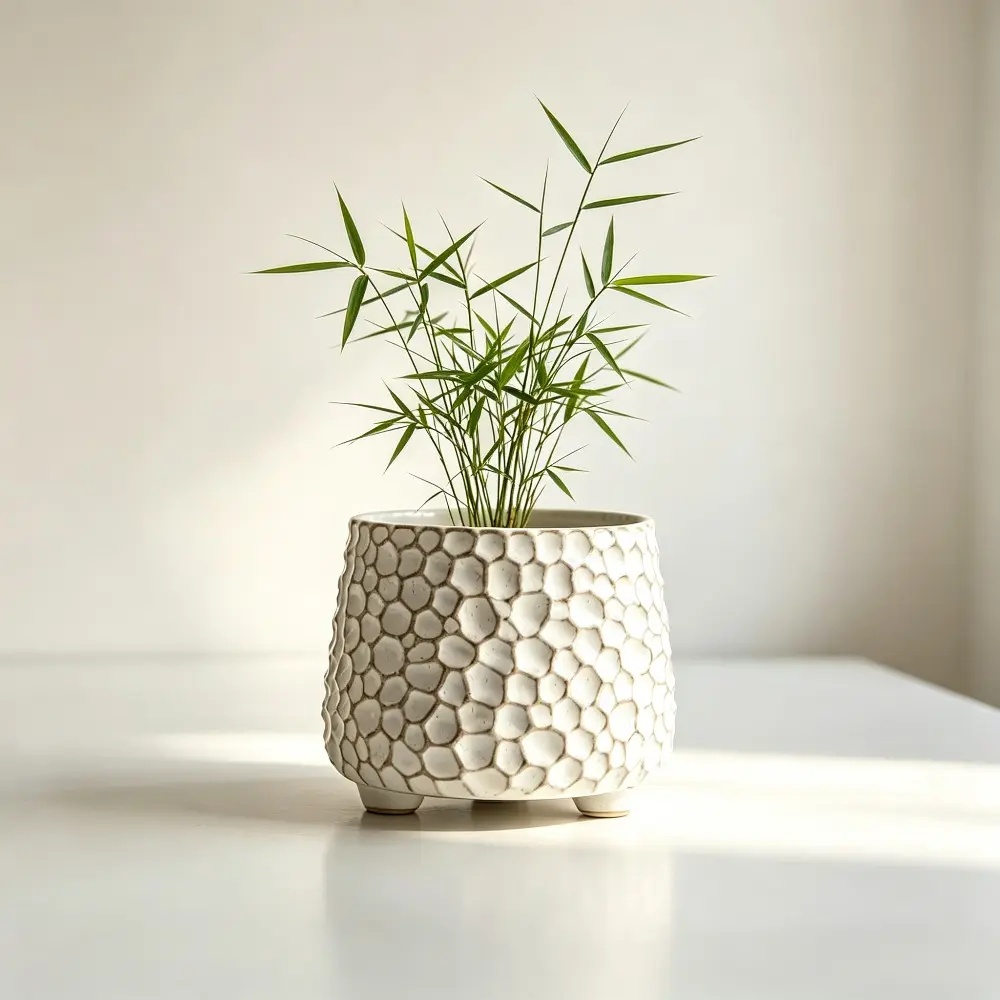 Rustic Ceramic Crock, 4" Succulent Planter, Utensil Holder, Desk Pen & Vanity Brush Organizer, Wide-Mouth Farmhouse Countertop Decor