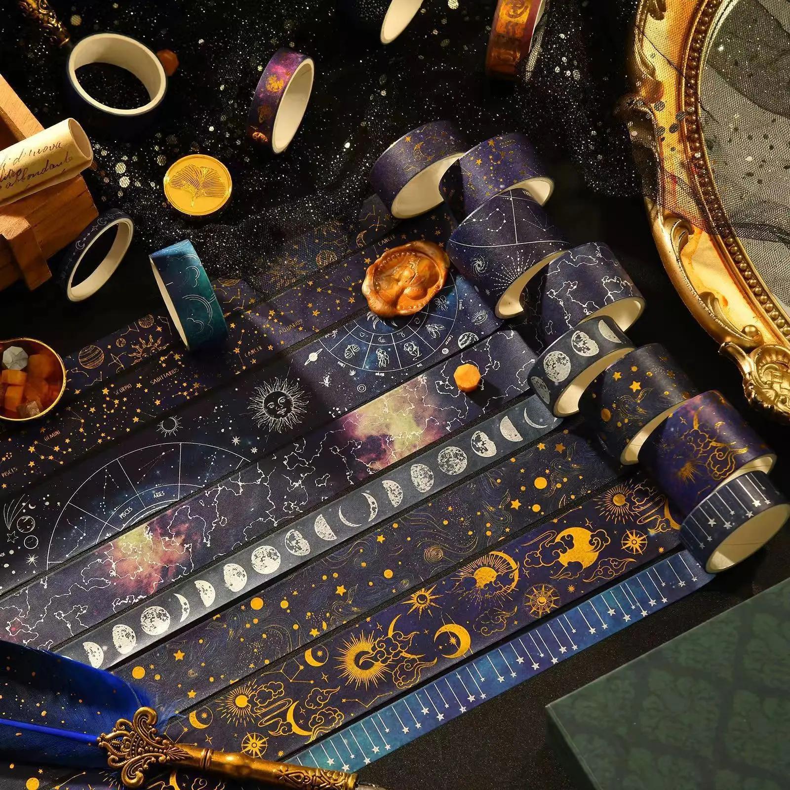 Constellation Pattern Washi Tape, 20pcs/box Vintage Tape for Gifts Wrapping & Scrapbooking & Journal Making & Crafts, DIY Decorative Tape for School Home