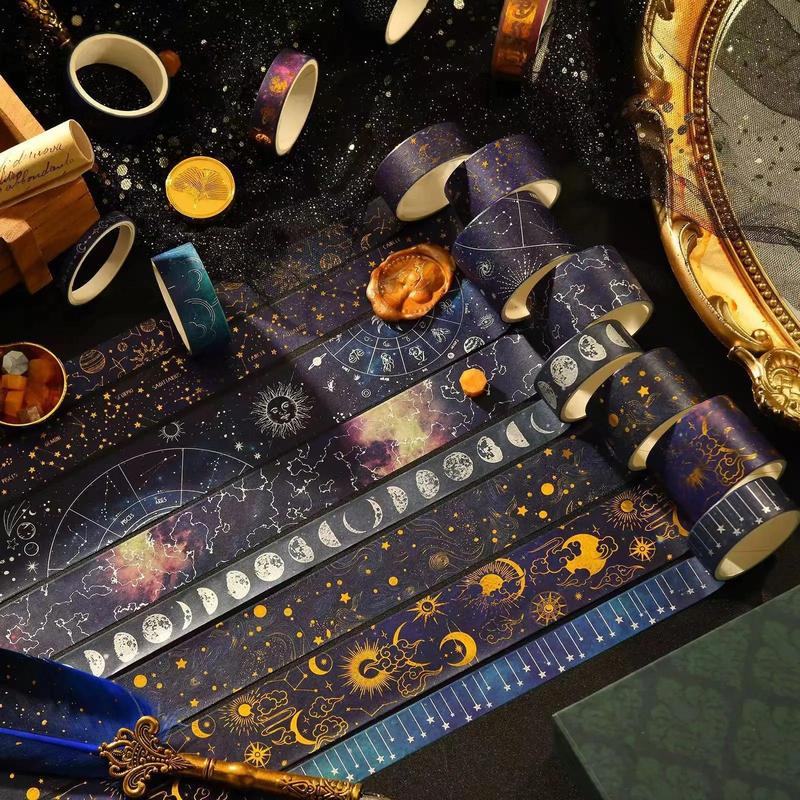 Constellation Pattern Washi Tape, 20pcs/box Vintage Tape for Gifts Wrapping & Scrapbooking & Journal Making & Crafts, DIY Decorative Tape for School Home