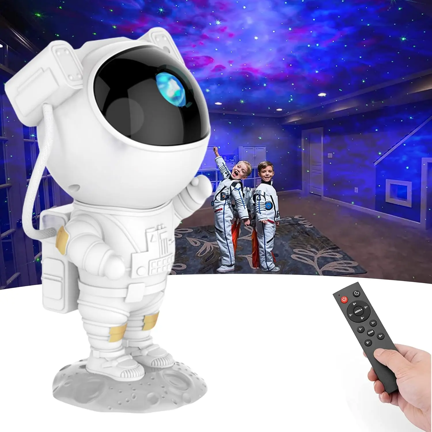 Astronaut Galaxy Projector, Starry Night Light for Kids Bedroom with 8 Nebula Effects, 360° Rotation, Timer Setting & Remote Control, Space Theme, Star Projector Light, Projector Night Light