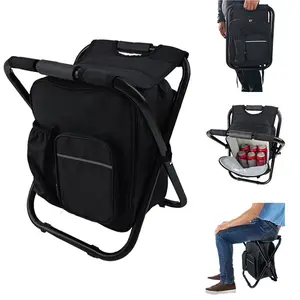 Backpack Stool Cooler Chair, Heavy Duty 300 LBS Max Load, Portable Folding Camping Stool, Backpack with Cooler Bag, Portable Lightweight Stool Backpack Folding Fishing Cooler Seat for Camping Hunting Fishing