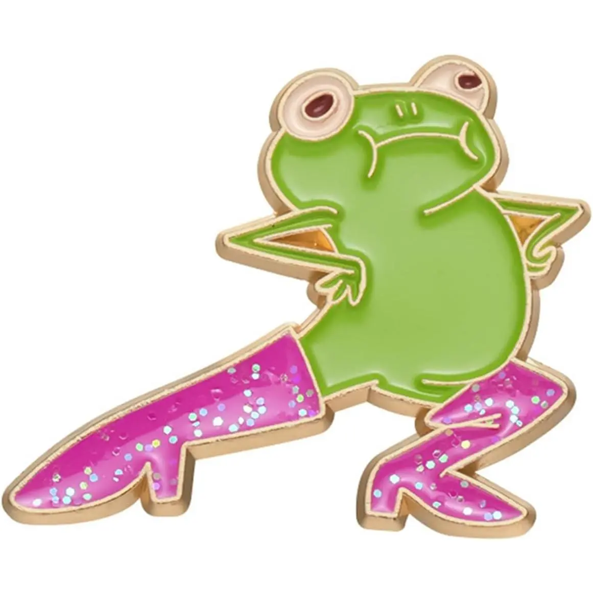 Cute Frog Enamel Pins Pink Glitter Boots Cartoon Frog Novel Funny Hard Enamel Pins for Backpacks Badges Hats Jackets