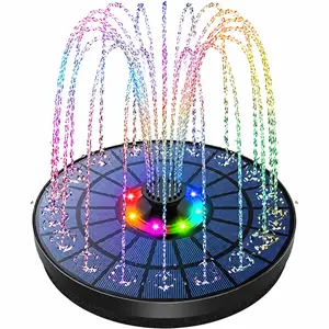 Solar Power 3W Colorful LED Fountain,1500 mAh built-in battery,7 Different Water Features,Floating Fountain Pump For GardenDecoration,Bird Baths,summerwins summerwins