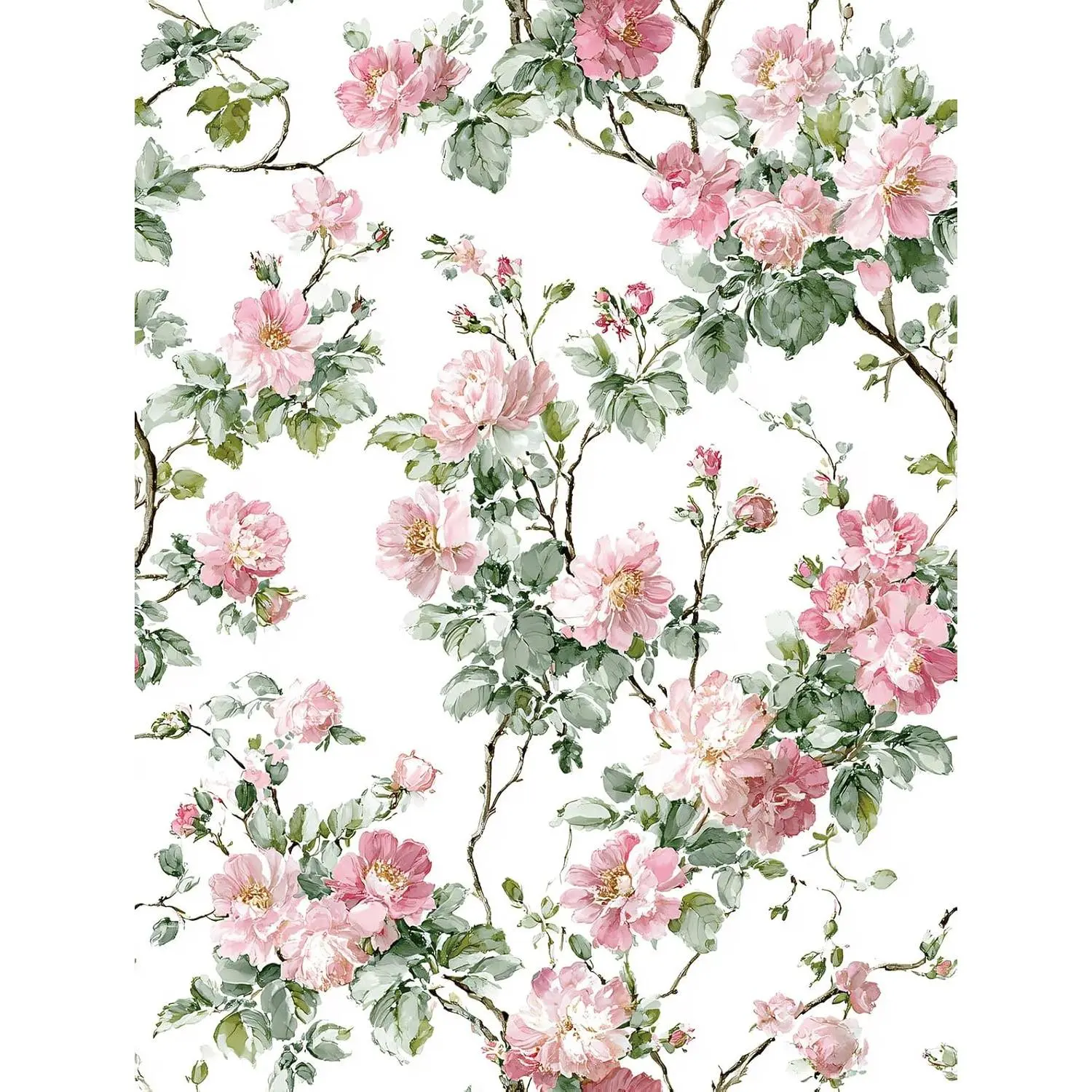 Rustic Country  Floral Shelf Liner Contact Paper Watercolor Rose Flower Peel and Stick Wallpaper for Cabinets Shelves Dresser Drawer Wall Arts and Crafts Decal 17.3X117 Inches