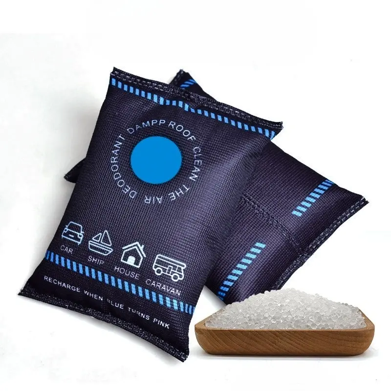 2 Pack Color Changing Silica Gel Dehumidifying Sachets, Reusable Moisture Absorbing Desiccant Packs, Portable Moisture Remover Bags for Closet, Cabinet & Storage Space