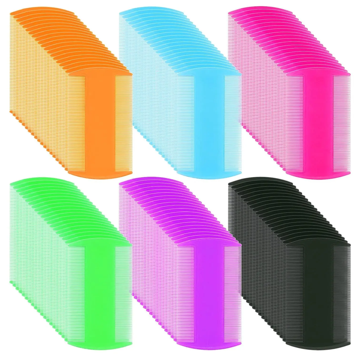 Pumtus 120-Pack Plastic Fine-Teeth Comb Tool, Double-Sided Pet Grooming Comb for Flea & Lice Control, Hair/Dander Removal for Dogs, Cats (6 Colors)