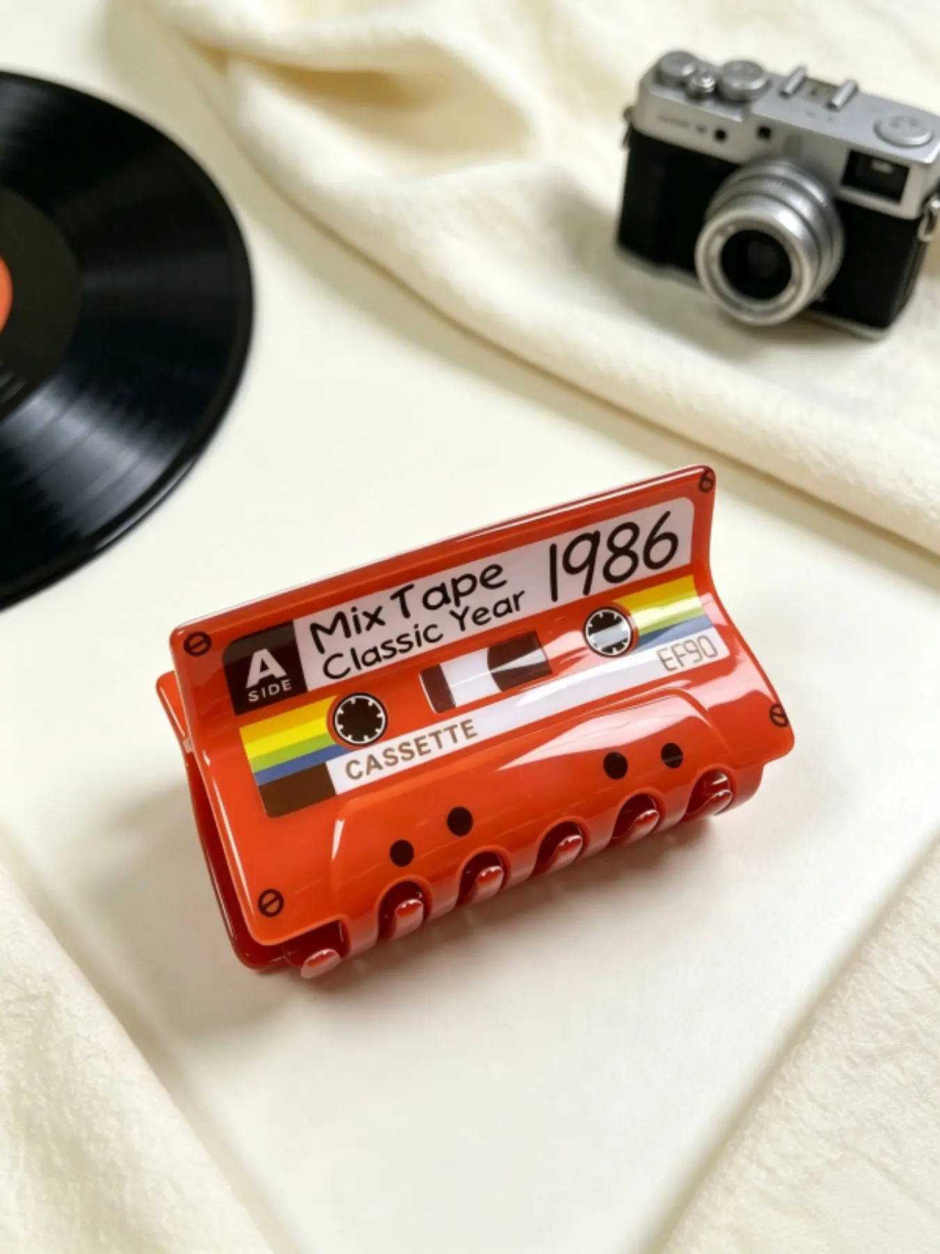 80s Retro Tape Hair Clip, 1986 Vintage Mixtape Music Hairclip, Y2K Cute Acrylic Women's Hair Accessory, Unique Nostalgic Gift, Hair Barrettes