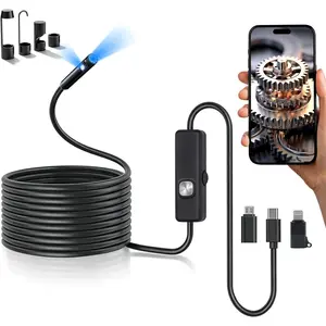 Camera with Light,16.4ft Borescope Tools with 8 Adjustable Lights, Endoscope with Snake Camera, Waterproof Inspection Borescope for