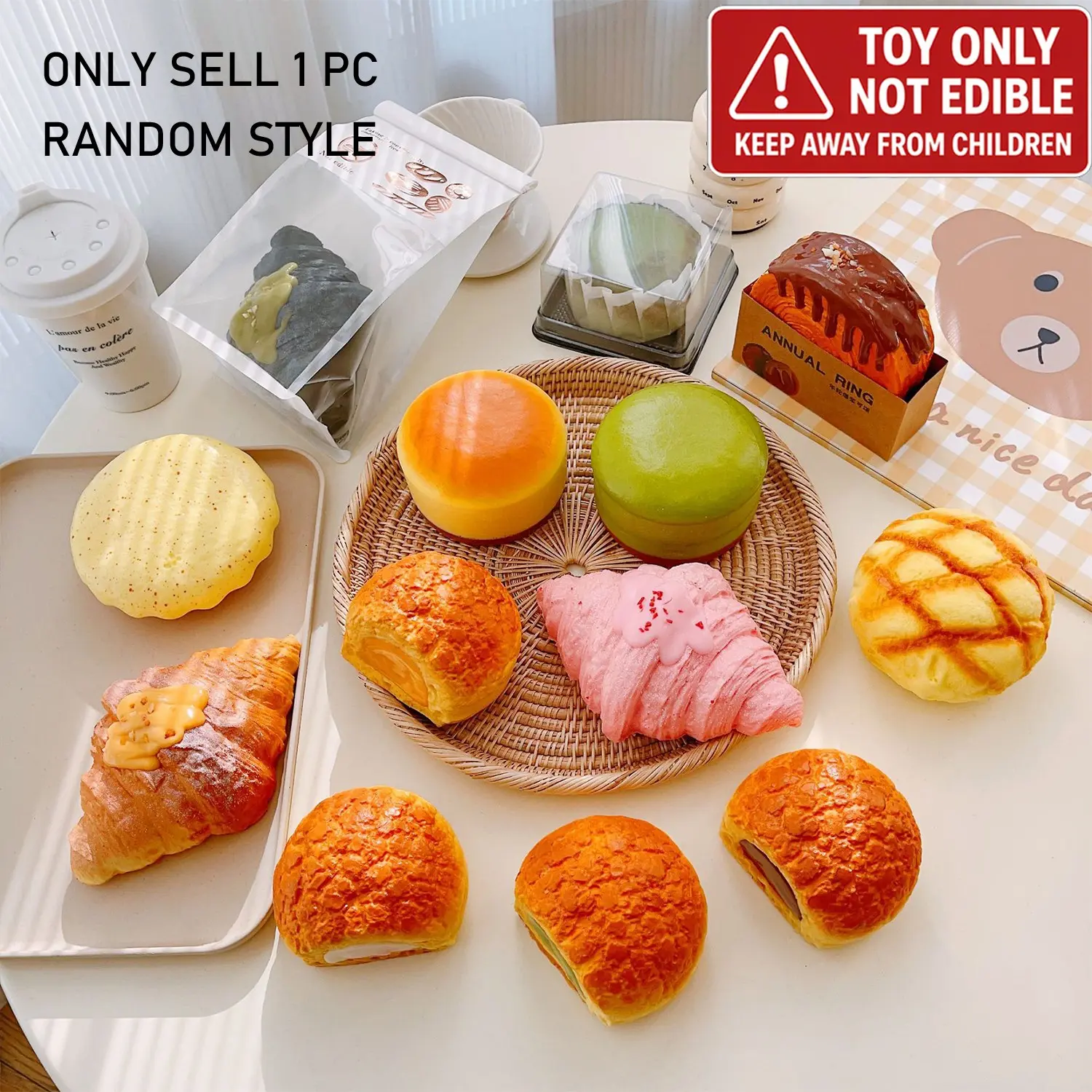 Simulation Croissant Bread Stress Relief Toy, Soft Slow-Return Croissant Food Play, Fluid Squeeze Fun, Relaxing Toy for Anxiety Relief