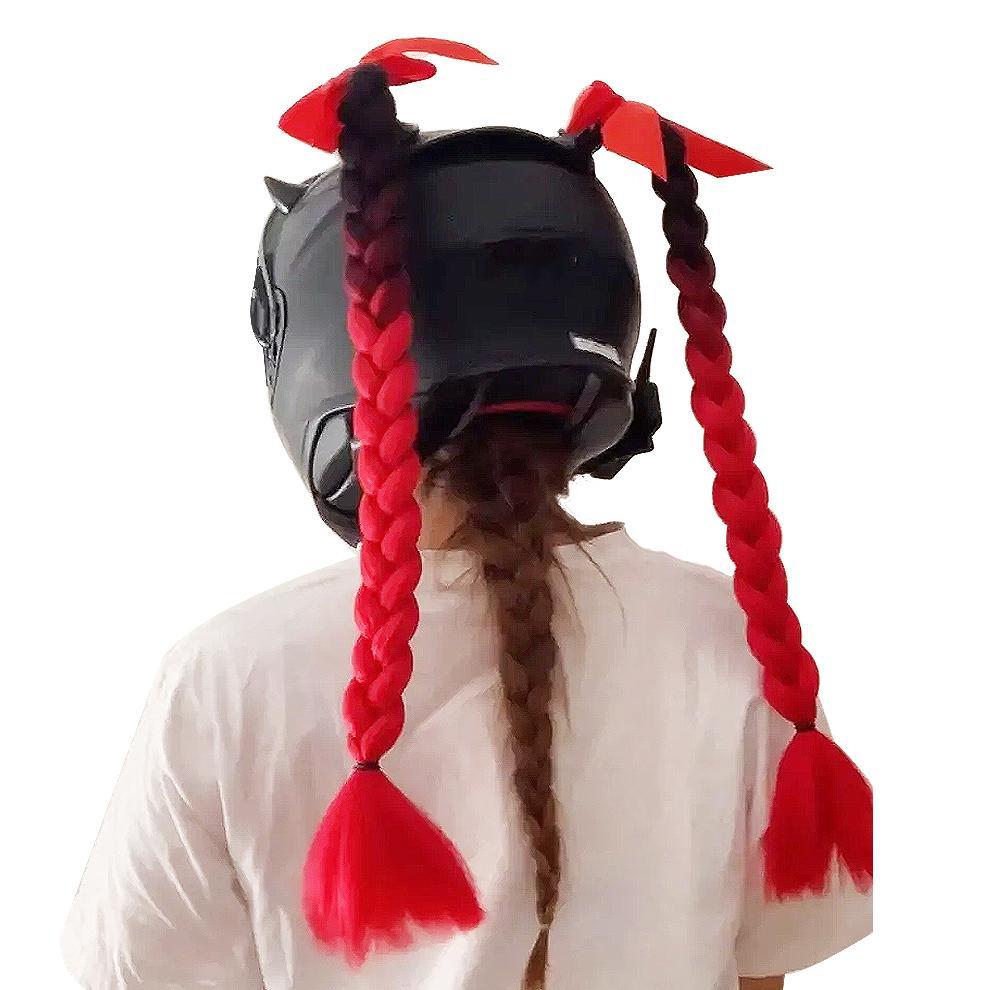 2pcs/pair New Motorcycle Helmet Braids Woman Braids Wig For Motorbike Helmets 164 colors Twist Dual Pigtail Ponytail With Sucker
