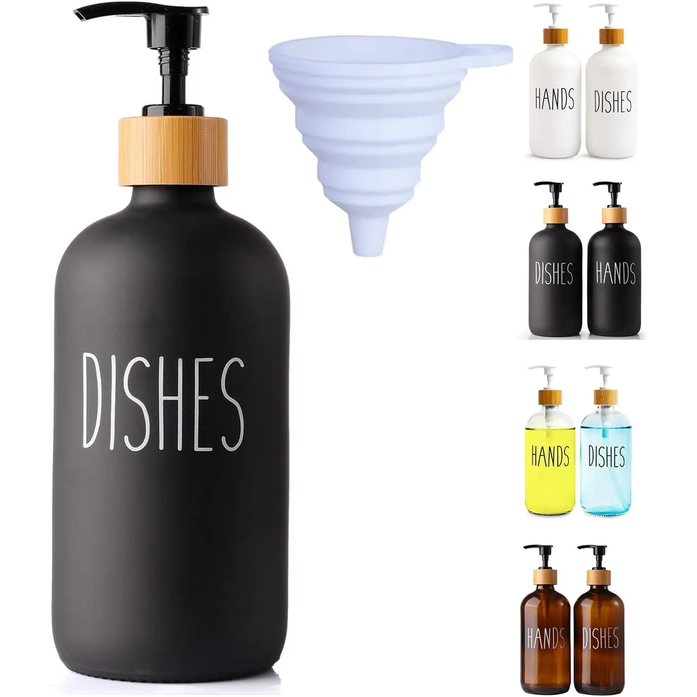 Black Glass Kitchen Soap Dispenser, Detergent Dispenser or Dish Soap Dispenser for Kitchen Sink, Black Soap Dispenser, Modern  Decor Dish Soap Pump for Kitchen Organization