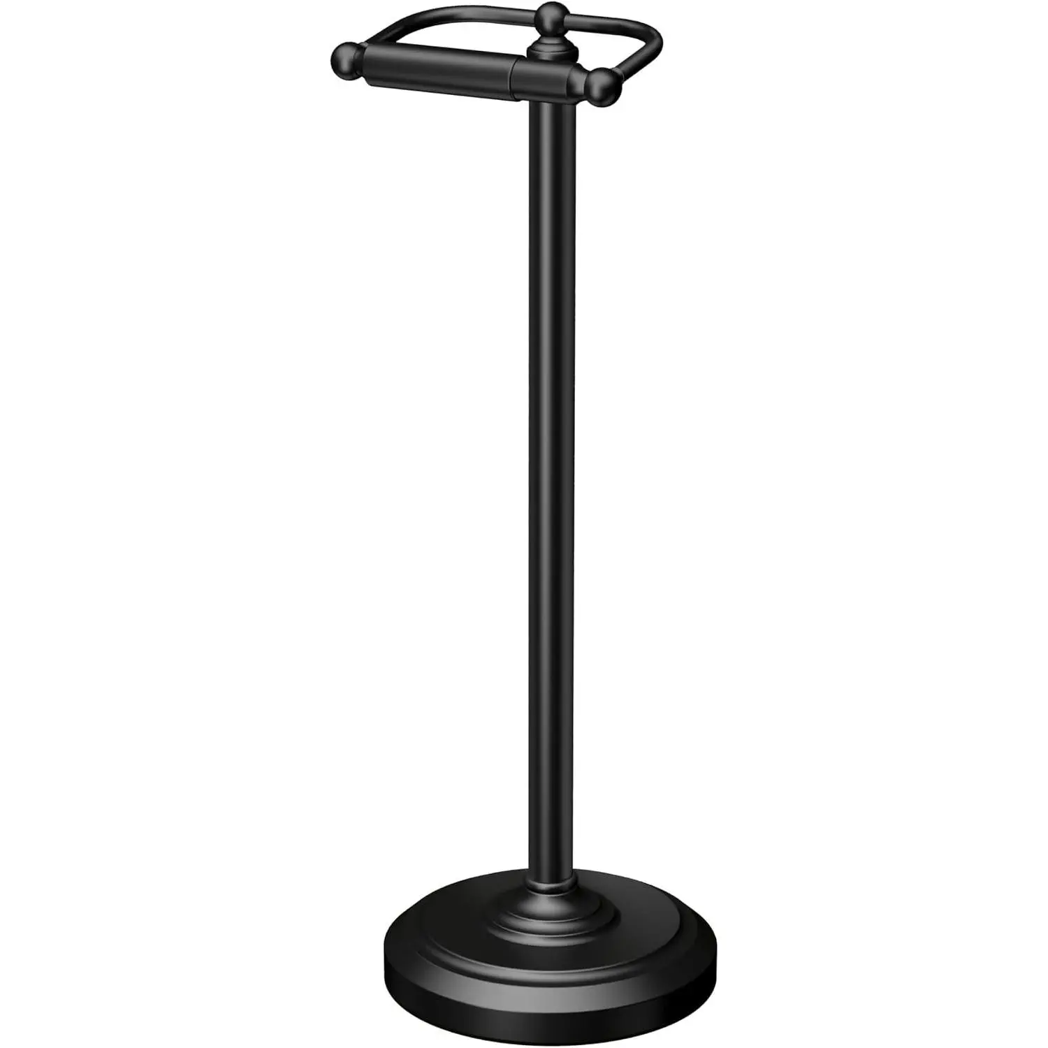 1436MX Toilet Paper Holder Stand, Weighted Base, Matte Black, Freestanding Bathroom Floor Stand, 22 Inch