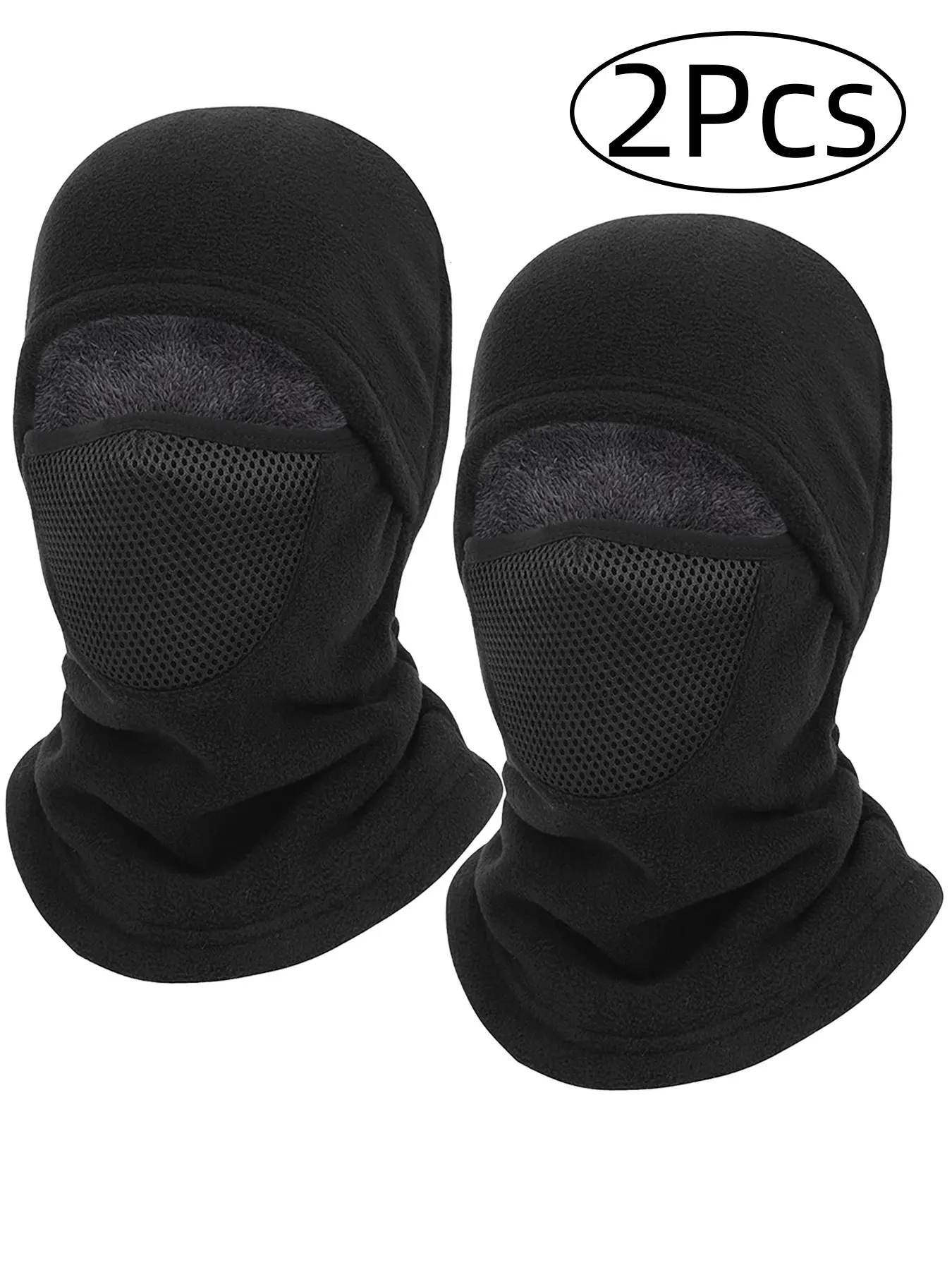 2Pcs Ski Mask for Women Men, Sherpa Hood Ski Mask, Winter Balaclava Windproof Hooded Scarf Cold Weather Hat Neck Warmer