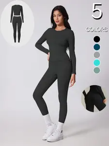 Women's High-Waisted Butt-Lifting One-Piece Fitness Suit, Quick-Dry Breathable Long Sleeve Yoga Set, Casual Slimming Sportswear