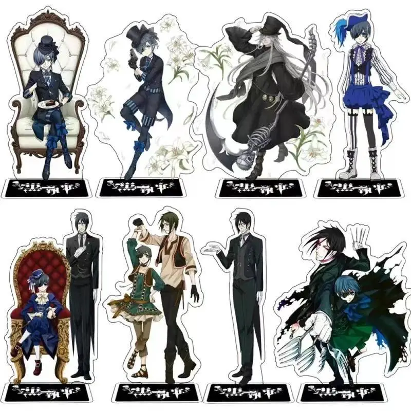 15cm Black Butler Anime & Manga Acrylic Character Stands - Sebastian Michaelis, Grelle Models, Fans Gift, Home Decoration, Plate Holder, Cake Topper